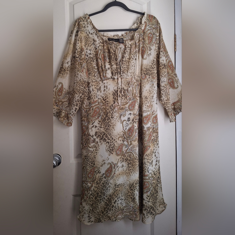Ashley Stwart Paisley Print Women's Mididress Sz 18 Lighweight Cocktail Boho Chi